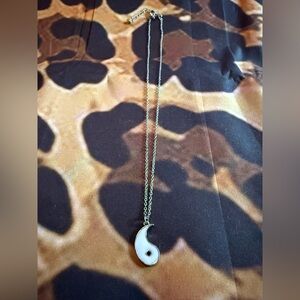 Silver and White Yin-Yang Necklace
